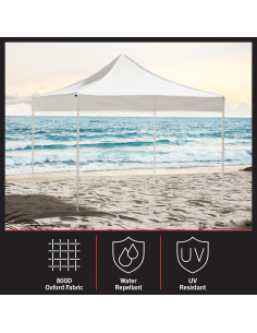 Toldo Plegable Stalwart 3x3m UPF30 Repelente Agua Blanco 2