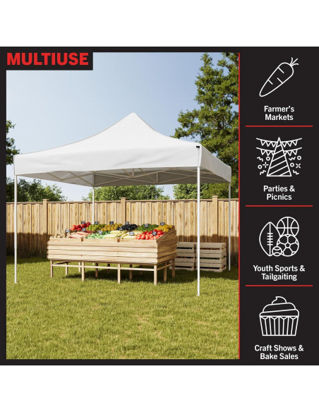 Toldo Plegable Stalwart 3x3m UPF30 Repelente Agua Blanco