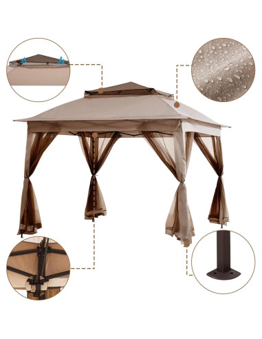 Gazebo Plegable SAILARY 11x11 con Mosquitera para Jardín