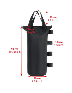 Bolsas de peso para toldo CACTIYE, 6 unidades, 20x50 cm, Negro 2