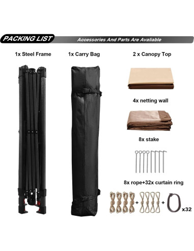 Gazebo Plegable SAILARY 11x11 con Mosquitera para Jardín