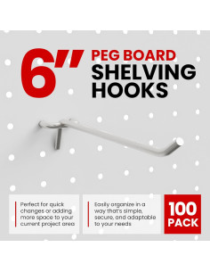 Paquete de 100 ganchos J para tablero de clavijas Servicio Mejor 2