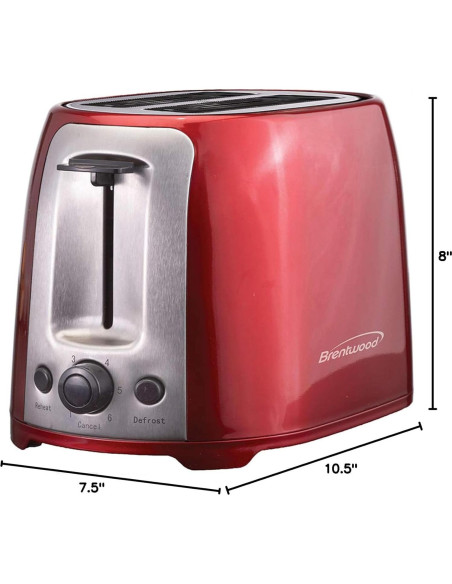 Tostadora Extra Ancha 2 Rebanadas Brentwood TS-292R Roja