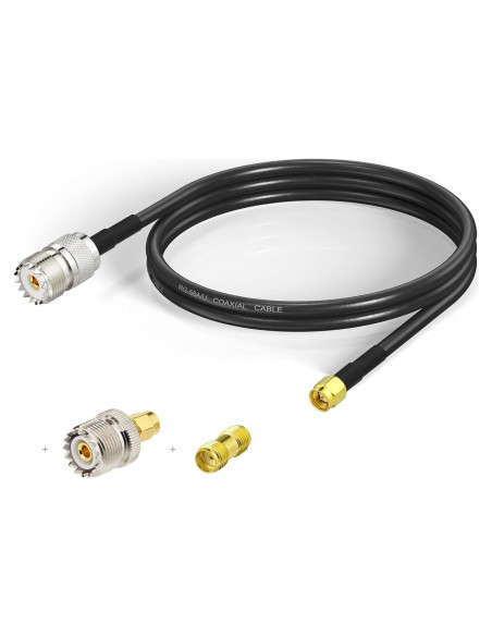 Cable Coaxial SMA Macho a UHF Hembra SO-239 100cm + Adaptadores