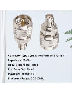 Adaptador UHF PL259 a Mini UHF SO239 - 2 Piezas MOOKEERF 2