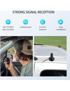 Antena NMO 3.5" Banda Dual VHF UHF Anina con Base Magnética 2