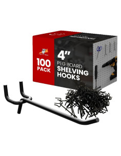 Ganchos de Pegboard FactorDuty 4" Acero Negro 100 Piezas