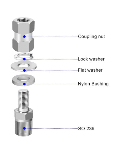 Adaptador de Antena SO239 a 3/8 x 24 HYSHIKRA - Alta Resistencia