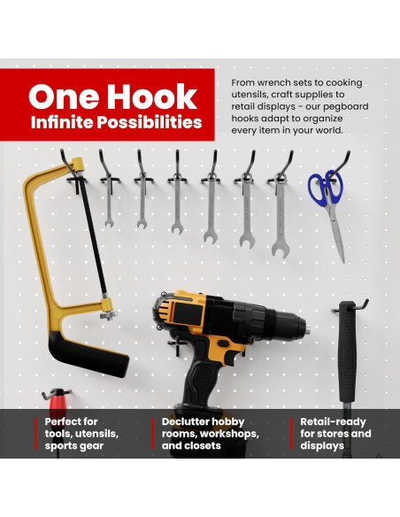 Ganchos de Pegboard FactorDuty 4" Acero Negro 100 Piezas