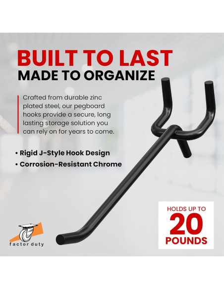 Ganchos de Pegboard FactorDuty 4" Acero Negro 100 Piezas