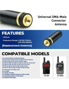 Antena de Reemplazo VHF/UHF Canneng SMA-Masculino 5cm (2 Piezas) 2