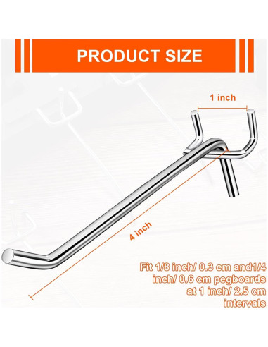 Ganchos para Tablero de Clavijas Merkaunis 100 Piezas 10.16 cm