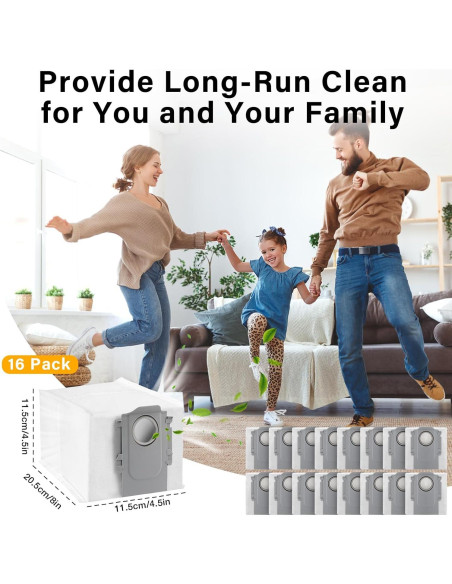 Bolsas de Polvo Desechables Ucoolbe para Roborock S8 - 16 Paquetes