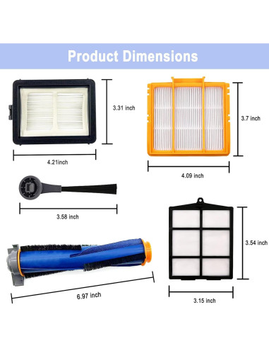 Kit de Accesorios para Aspiradora Shark AI AV2501S - 1 Cepillo, 3 Filtros, 6 Cepillos Laterales