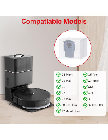 Paquete de 6 bolsas de polvo Eravsow para Roborock S8 Pro Ultra