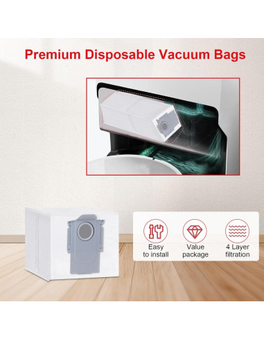 Paquete de 6 bolsas de polvo Eravsow para Roborock S8 Pro Ultra