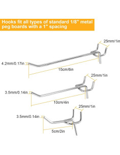 Ganchos de Metal AConnet para Tablero Perforado 60 Pcs 2