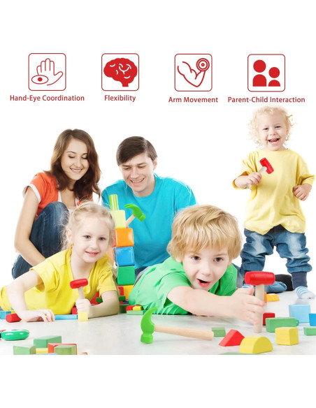Juego de 2 Martillos de Madera y Plástico para Niños