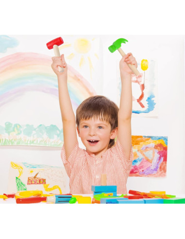 Juego de 2 Martillos de Madera y Plástico para Niños