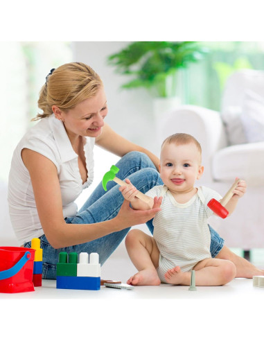 Juego de 2 Martillos de Madera y Plástico para Niños