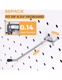 Ganchos para Tablero Perforado INCLY 50 Unidades 10 cm Plateados 2