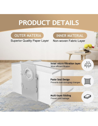 Paquete de 12 bolsas de polvo Rinakou para ECOVACS DEEBOT