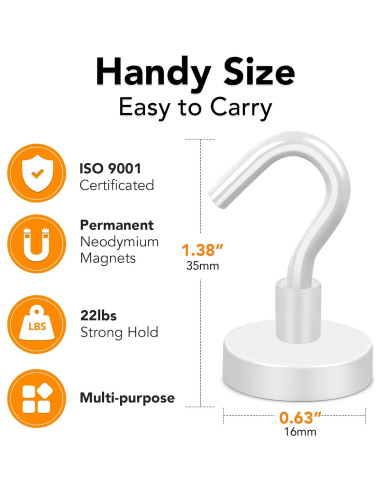 Ganchos Magnéticos MIKEDE de Neodimio 28 Paquete 11.34 kg