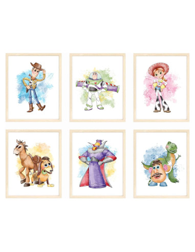 Set de 6 Impresiones en Acuarela Toy Story 20x25 cm