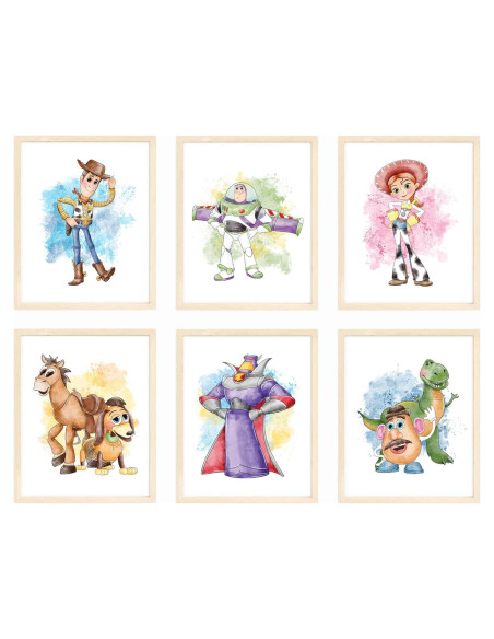 Set de 6 Impresiones en Acuarela Toy Story 20x25 cm