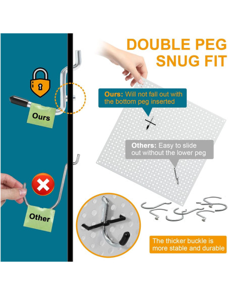 Ganchos J de Metal Daanxw para Tablero de Clavos 60pcs Negro