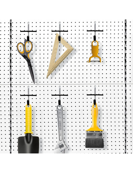 Ganchos J de Metal Daanxw para Tablero de Clavos 60pcs Negro