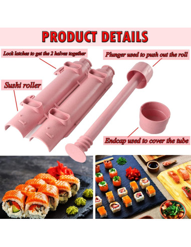Juego de Rodillo de Sushi Thanice Rosa 30.99x15.19 cm