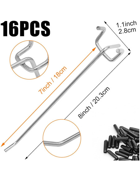 Ganchos para Panel Perforado Scartink 20.32 cm - Kit de 16
