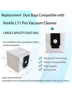 Bolsas de Polvo de Reemplazo Jpbaisqic para Aspiradora Verefa L11 Pro - 9 Piezas 2