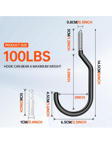 Ganchos para Bicicleta GURADESIGN 8 Piezas Alta Resistencia 15.24 cm