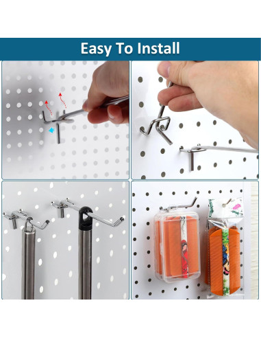 120 Ganchos de Acero Inoxidable para Tablero Perforado Aiofaervy