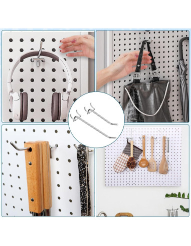 120 Ganchos de Acero Inoxidable para Tablero Perforado Aiofaervy