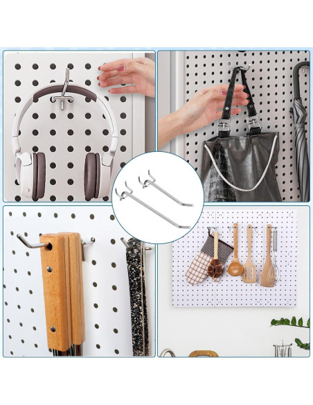 120 Ganchos de Acero Inoxidable para Tablero Perforado Aiofaervy