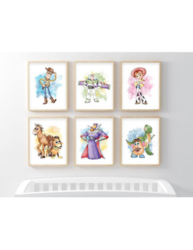 Set de 6 Impresiones en Acuarela Toy Story 20x25 cm