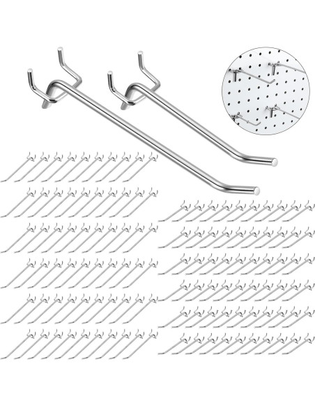 120 Ganchos de Acero Inoxidable para Tablero Perforado Aiofaervy