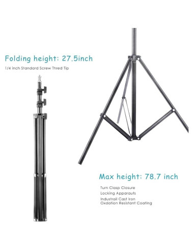 Kit de Paraguas Suave Blanco Selens 84cm con Soporte de Luz