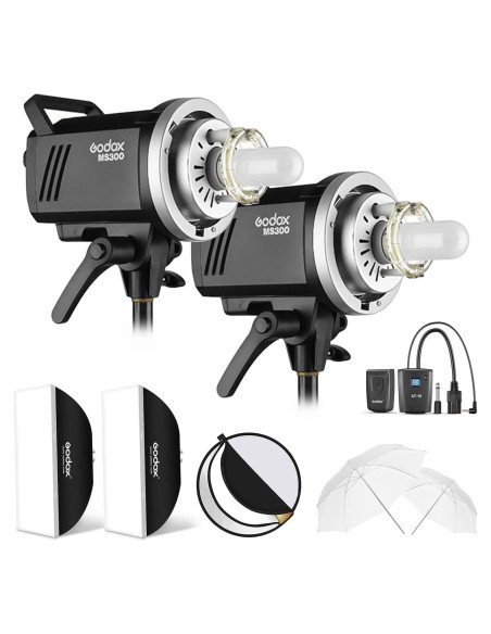 Kit de Iluminación Godox MS300 600W con Softbox y Paraguas