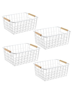 Juego de 4 Cestas de Alambre LeleCAT para Almacenamiento Blanco
