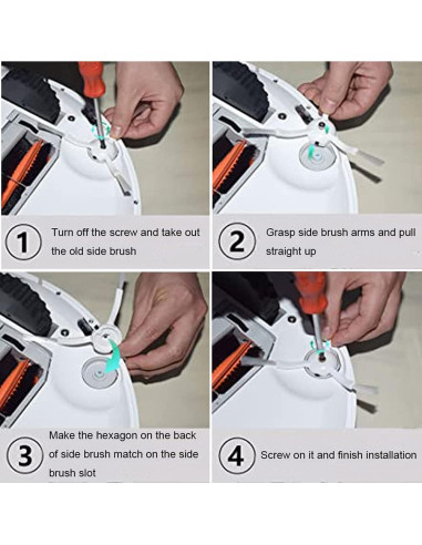 Cepillos laterales Ronsit para Roborock S5 S6 E20 E25 E35 - Paquete de 6