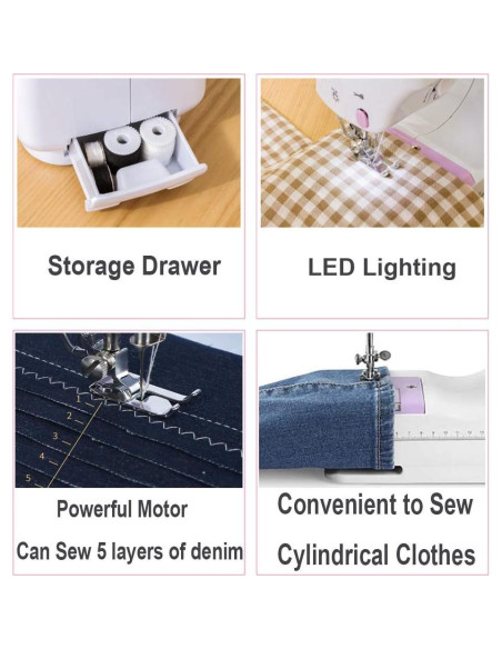 Máquina de Coser Eléctrica Dechow 505A para Principiantes, 12 Puntadas