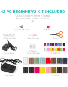 Máquina de Coser Compacta Mejor Opción 6V Rosa/Blanco 42 Piezas 2