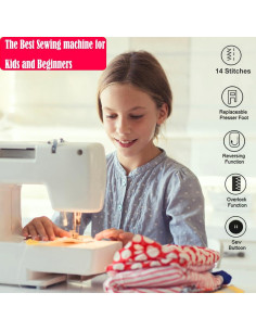Máquina de Coser Eléctrica Dechow 14 Puntadas Portátil Blanca 2