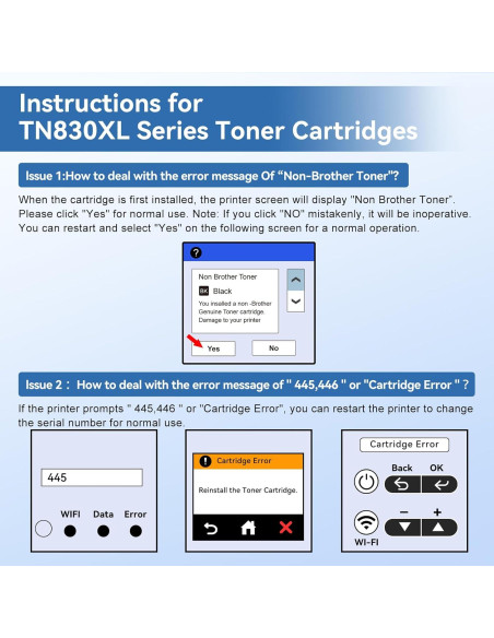 Cartucho de Tóner MYTONER TN830XL Negro Alto Rendimiento 2Pack
