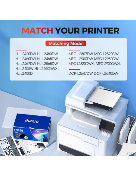 Cartucho de Tóner SUDLTO TN830 - 2 Pack, Negro, 1200 Páginas