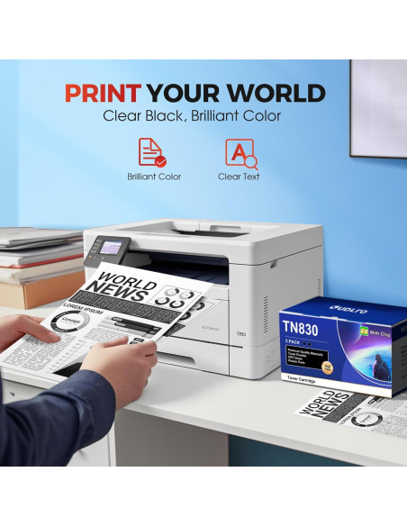 Cartucho de Tóner SUDLTO TN830 - 2 Pack, Negro, 1200 Páginas